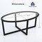 Modern Oval Glass Coffee Table with Acacia Wood Base for Living Room